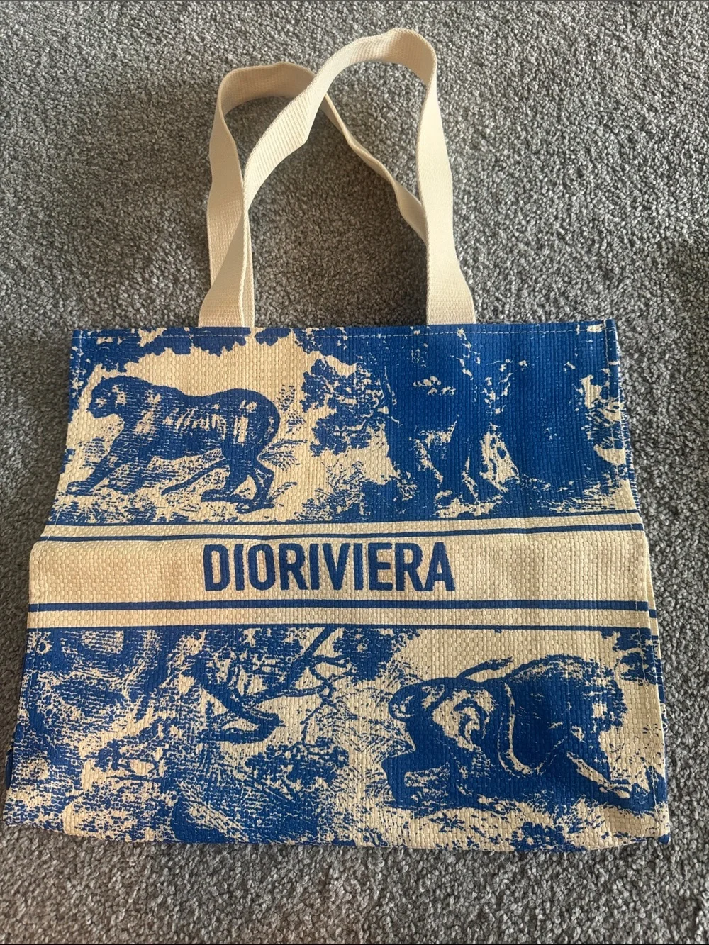 Dior Blue and Cream Christian Dior Toile Tote - Picture 2 of 3